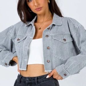 Princess Polly Cropped denim Jacket, B&W Denim jacket, cropped jacket, statement